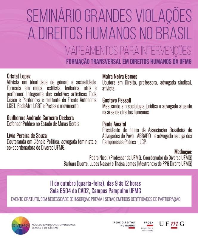 Cartaz: Seminário “Grandes Violações a Direitos Humanos no Brasil”