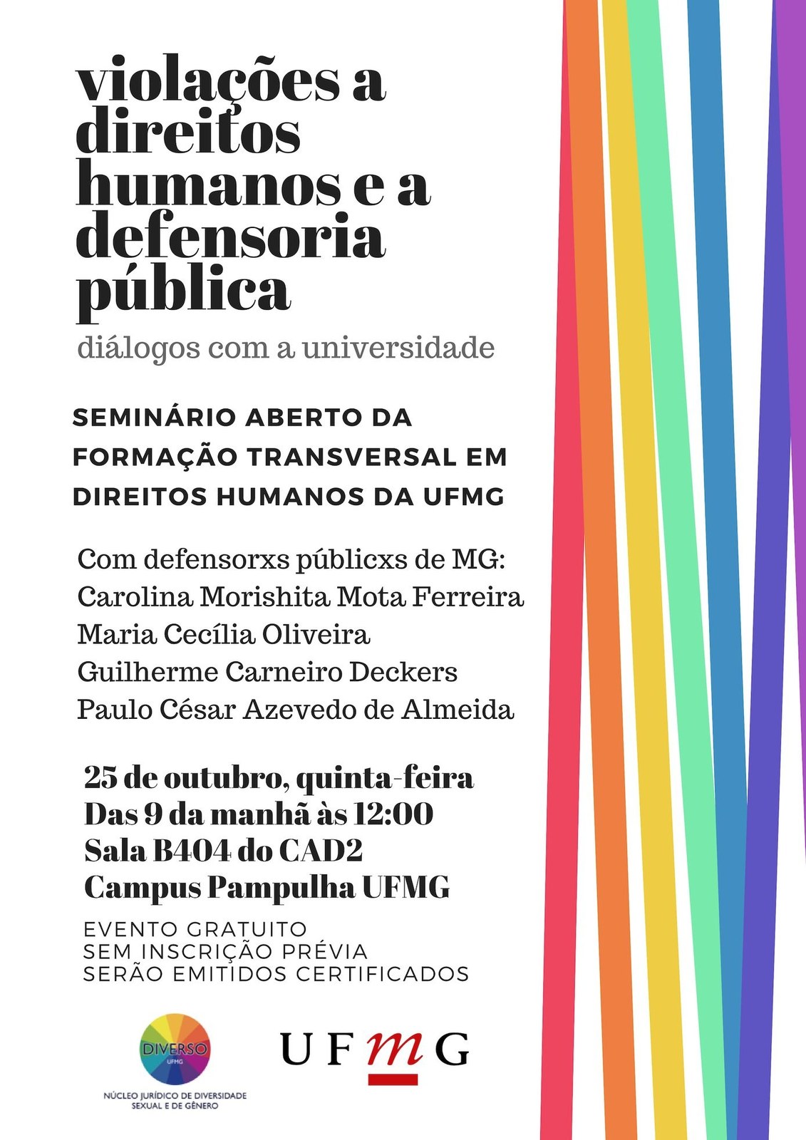 Cartaz: Violações a Direitos Humanos e a Defensoria Pública: Diálogos com a Universidade