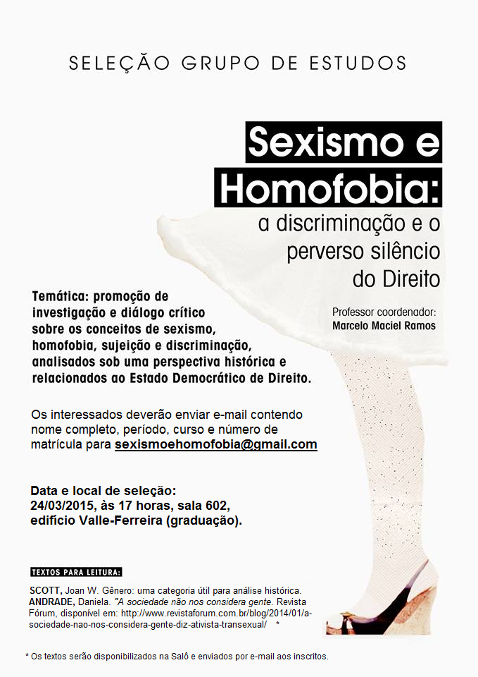 Cartaz 2015.1: Sexismo e Homofobia: a discriminação e o perverso silêncio do Direito