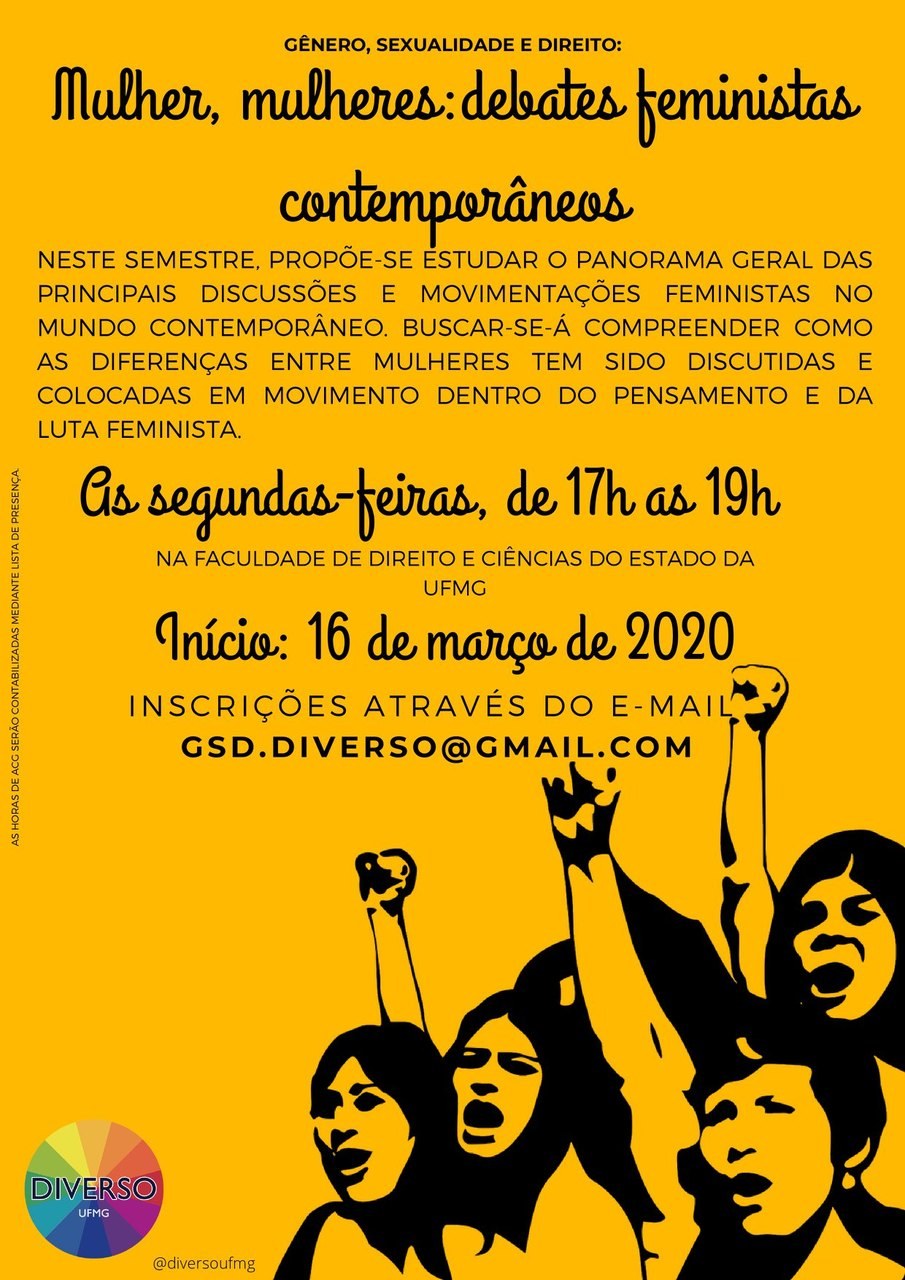 Cartaz 2020.1: Mulher, Mulheres: debates feministas contemporâneos